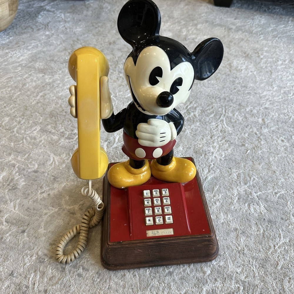 Vintage Disney The Mickey Mouse Phone‎ Landline Telephone Stands approx 14" Tall